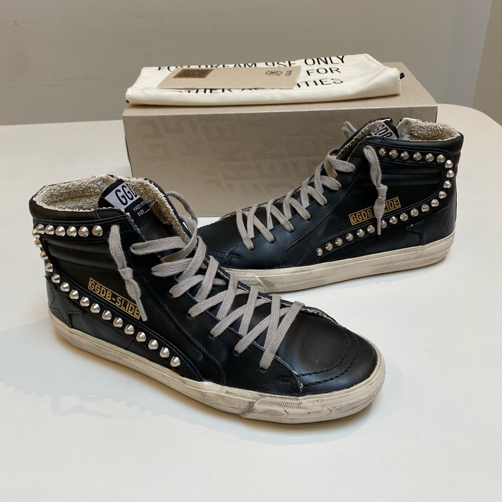 Golden Goose Studded Slide Sneaker in Black sz 40 NIB - Picture 8 of 10